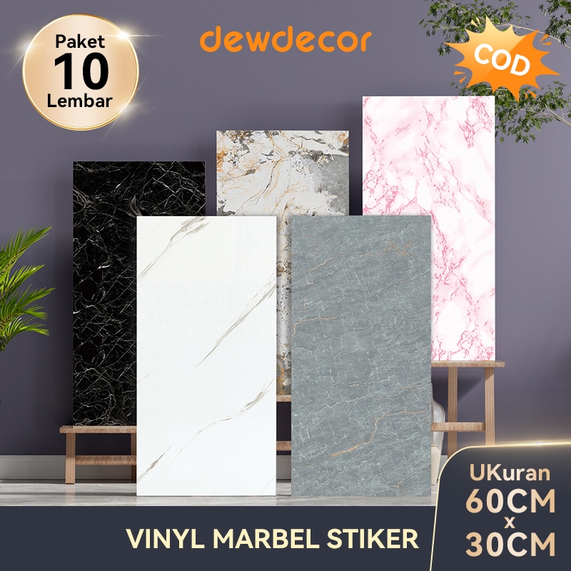 [30cm x 60cm] Dewdecor - Wallpaper Dinding foam kamar aesthetic Premium PET vinyl Marble Lantai Gran