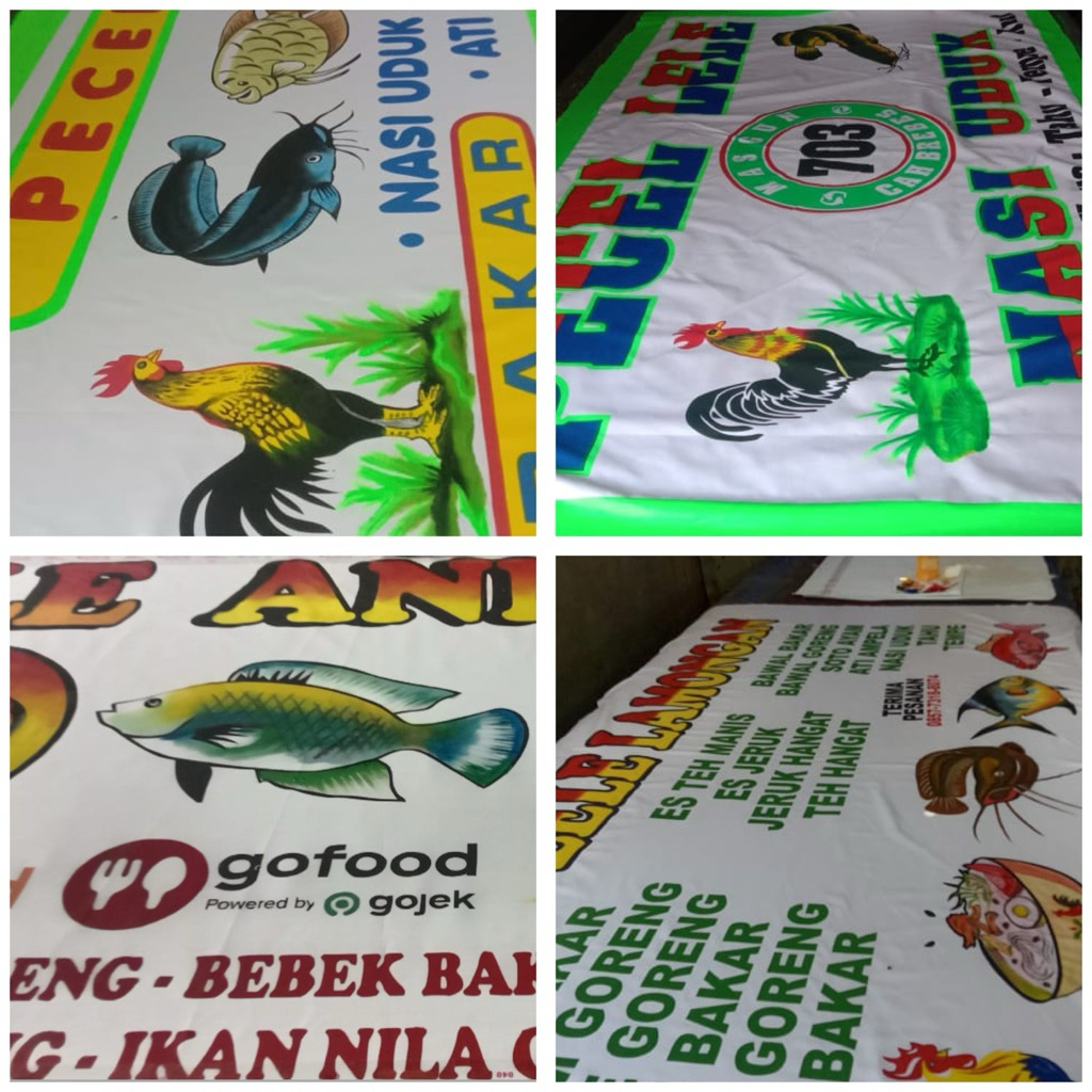 [TERMURAH] Spanduk Lukis Tangan Handmade Khas Pecel Lele/Lamongan - Full Color & Tahan Lama