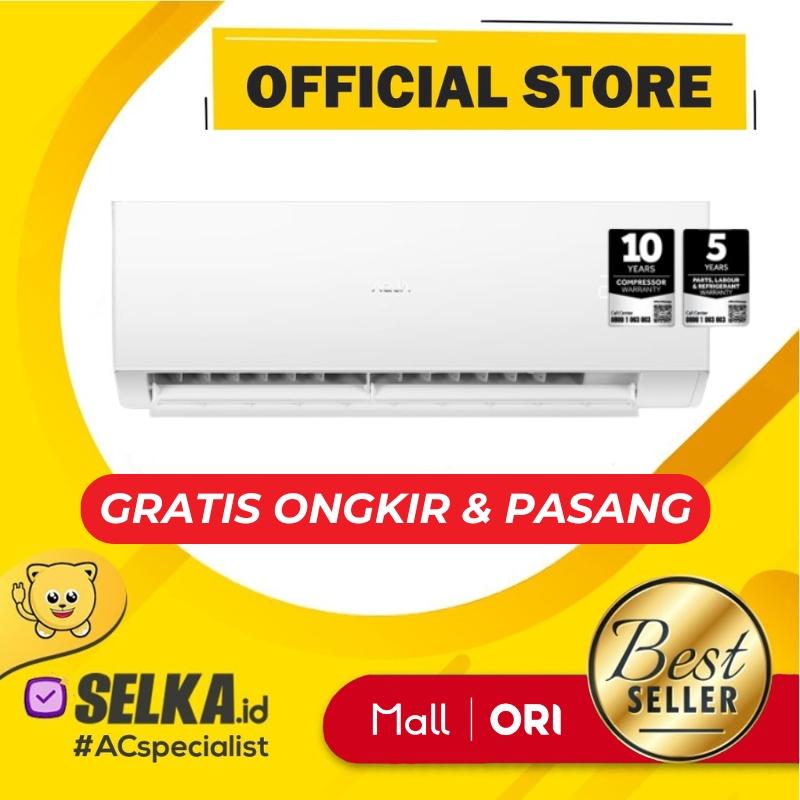 AC AQUA AQA-KCR5FQDL + PASANG AC SPLIT 1/2 PK STANDARD TURBO COOL