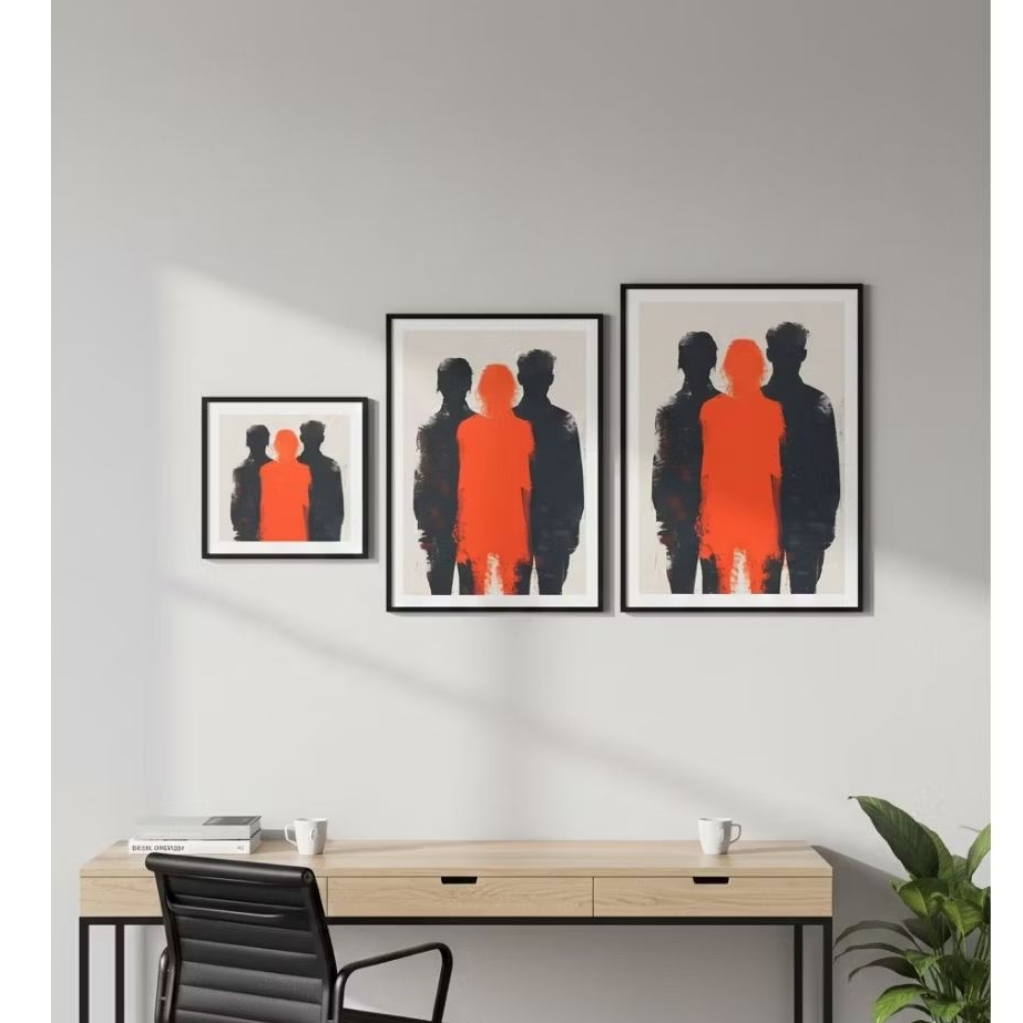 MONCH DESIGN | CRIMSON CORE: TRIO FIGURE GICLEE WALL ART PRINTED IN MDF (No Frame) | Printed Art Wal