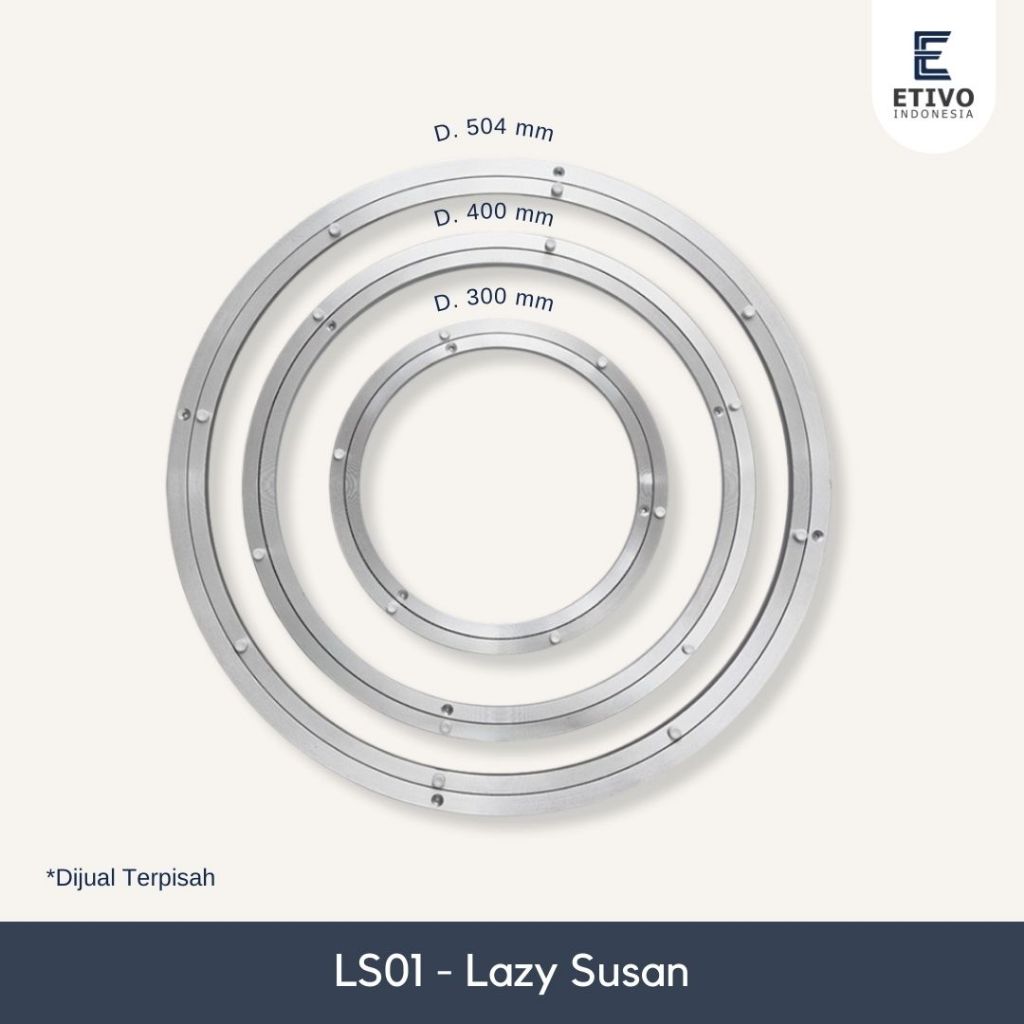 Etivo LS01 Kolaher Ring Meja Makan Putar Bulat Lazy Susan Rotator Tatakan Kaca Alumunium 30cm / 40cm