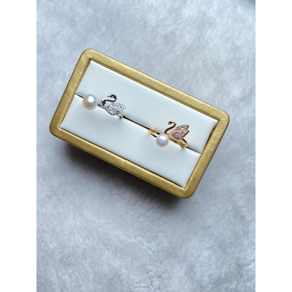 Cincin Character Mutiara | Cincin Tembaga Lapis emas 18k | Cincin Mutiara Asli | Cincin Couple/Besti