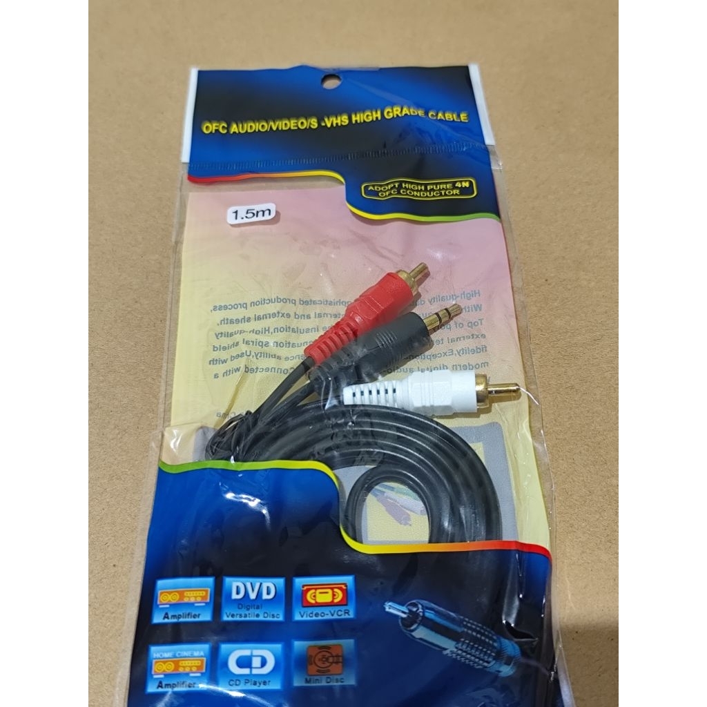 Kabel RCA Mini Stereo 2 ke 1 / Kabel Audio HP ke Speaker