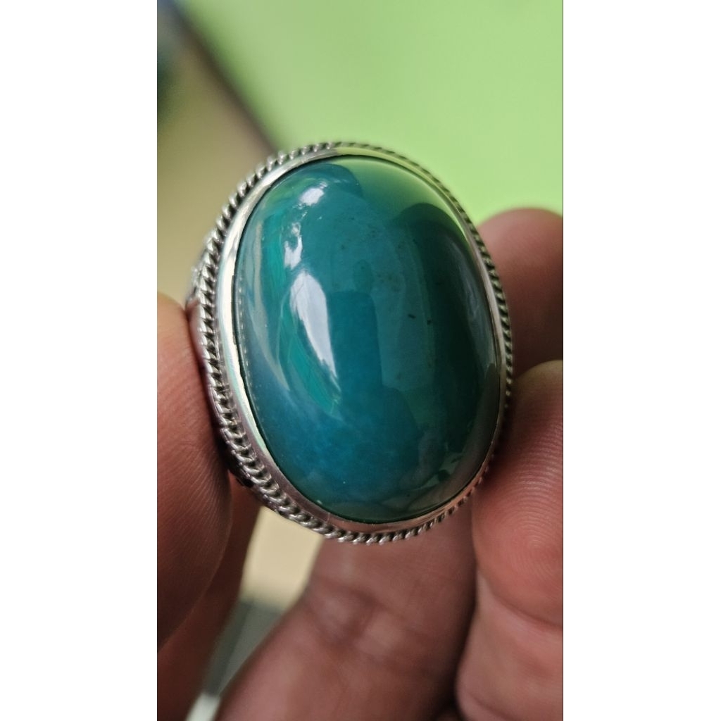 bacan Large Kristal Ring Perak Handmade