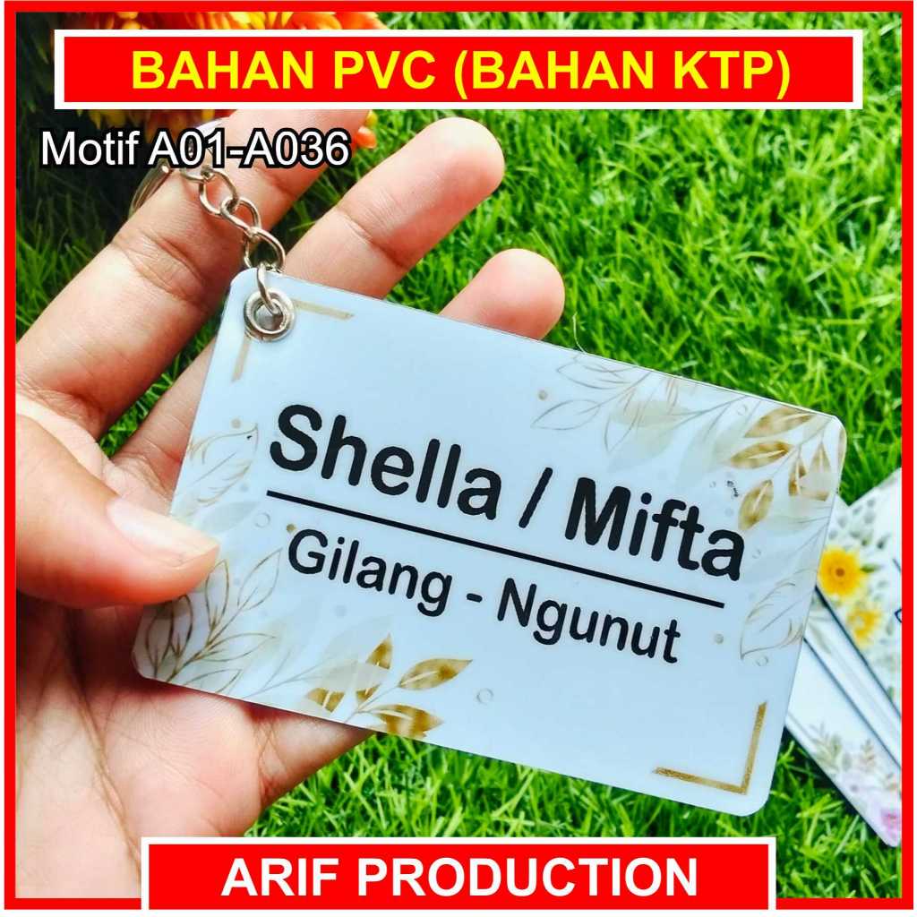 BAHAN PVC/KTP GANTUNGAN NAMA TAS BUWUH/BECEK CUSTOM
