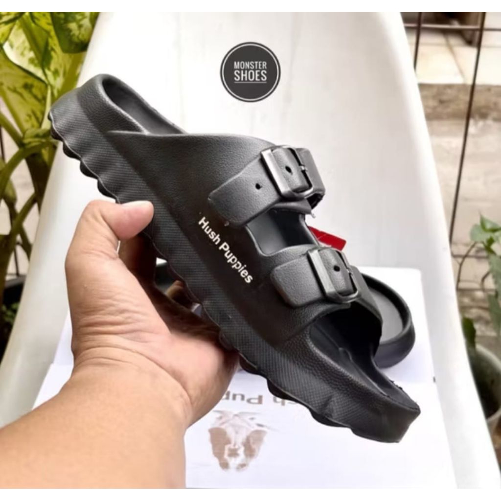 sandal sliper | sandal slide double strap | sandal kasual pria karet | hushpuppies