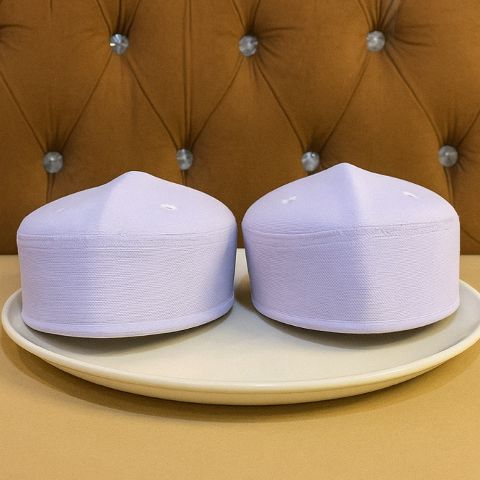 Peci Malaysia Putih / Songkok Malaysia Unik / Peci Malaysia Pendek / Kopiah Putih - Peci Santri