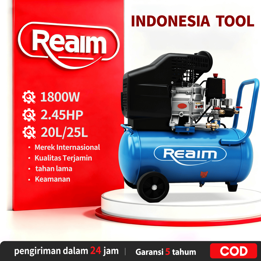 Reaim Oilless Air Compressor 50L Silent  Kompresor Angin Mini Listrik Tanpa Oli Kompresor Angin List