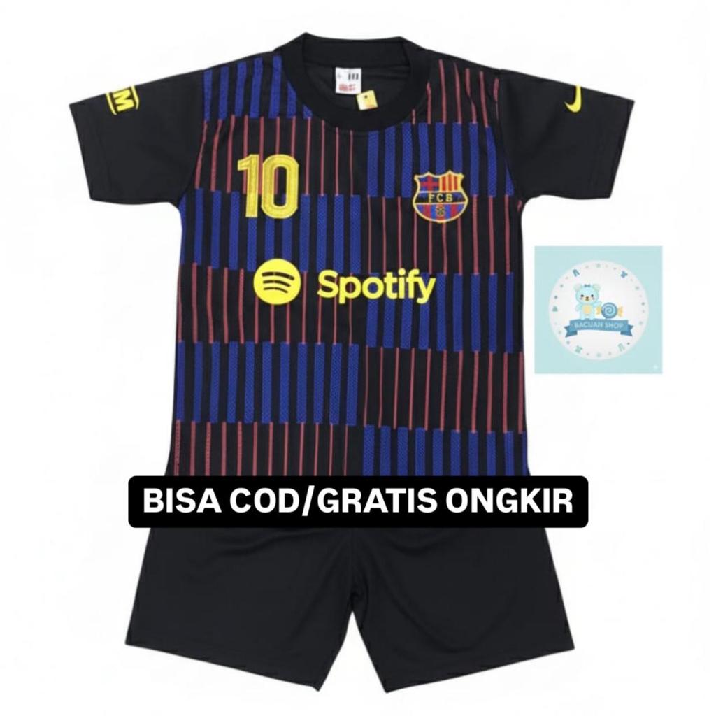 COD / SETELAN BAJU BOLA ANAK TERBARU 2025 BARCA BARCELONA MERAH NAVY / SET BAJU BOLA ANAK LAKI LAKI 