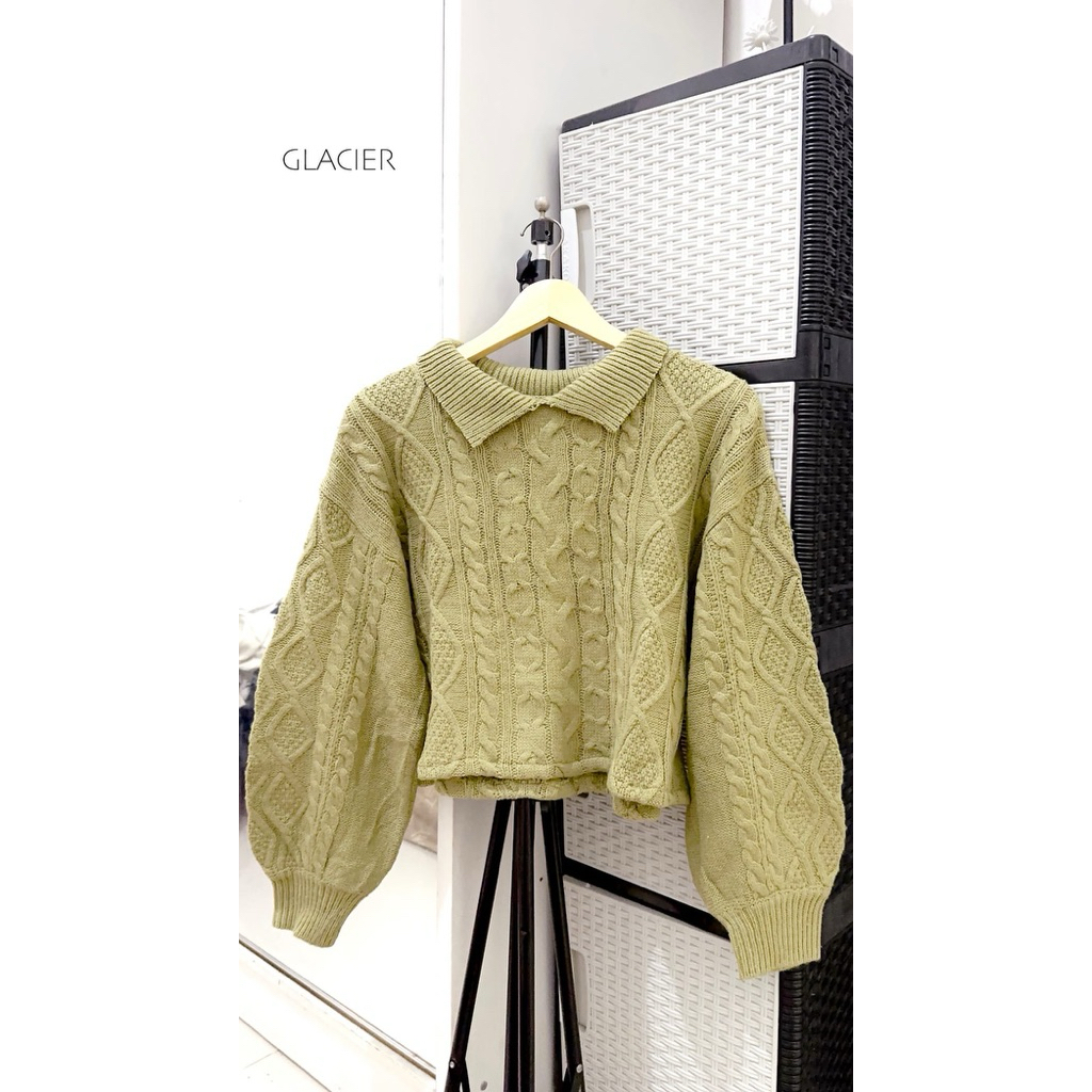 sweater kepang rajut crop