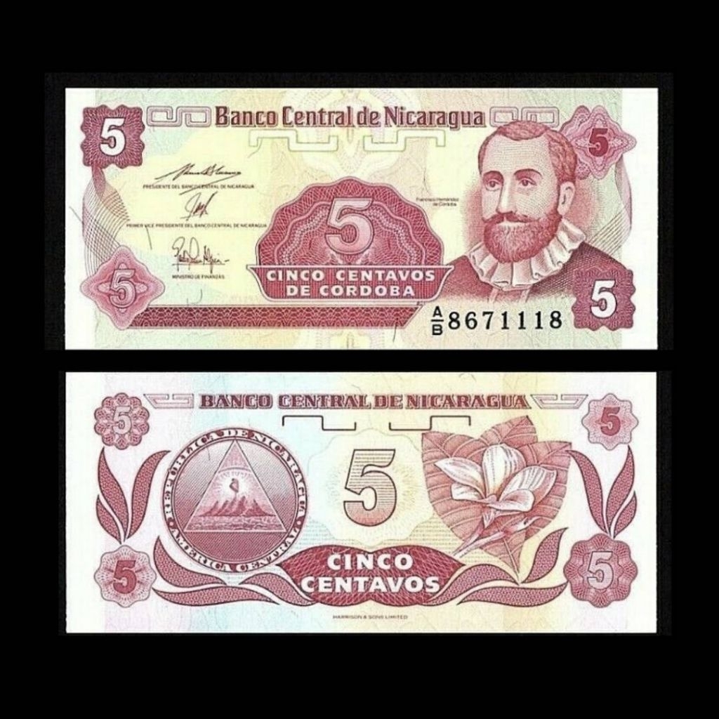 NICARAGUA 5 CENTAVOS DE CORDOBA 1991 UNC GRESS ORIGINAL