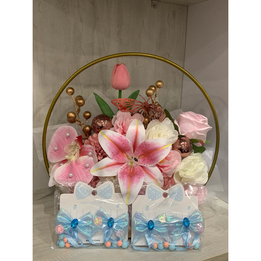 jepit rambut pita anak-anak berwarna biru muda