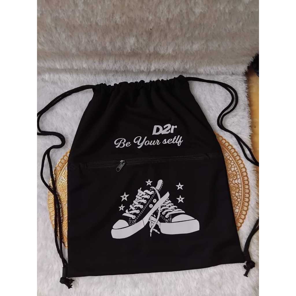 Tas serut pria dan wanita unisex motif sepatu bahan polibek premium - tas serut / ransel multifungsi
