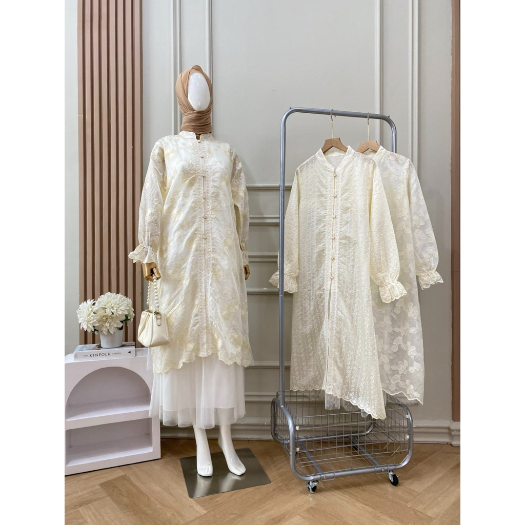 [COD] TUNIK EMBROIDERY BAHAN PAPER SILK TUNIK LEBARAN HARI RAYA BAJU LEBARAN TUNIK PUTIH TUNIK BORDI