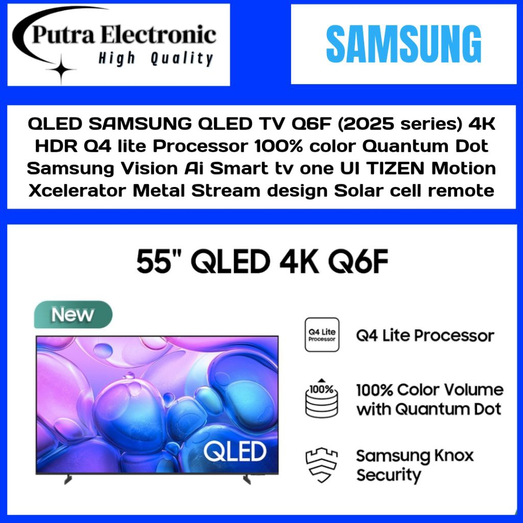 SAMSUNG 55Q6F QLED 4K SMART TV
55 inch 2025 Series