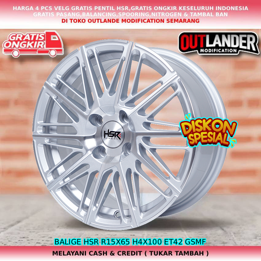 Velg racing ring15 untuk mobil Go| Panca| Fiesta| Brio| City|Civic VTI| dll velg hsr balige R15