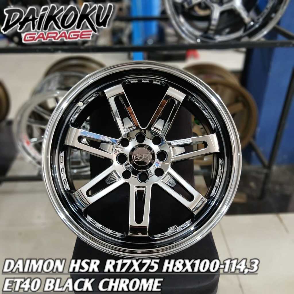 Velg Mobil Ring 17 Hsr Daimon r17 Black Chrome Untuk Jazz Brio Yaris Baleno Xenia Avanza dll