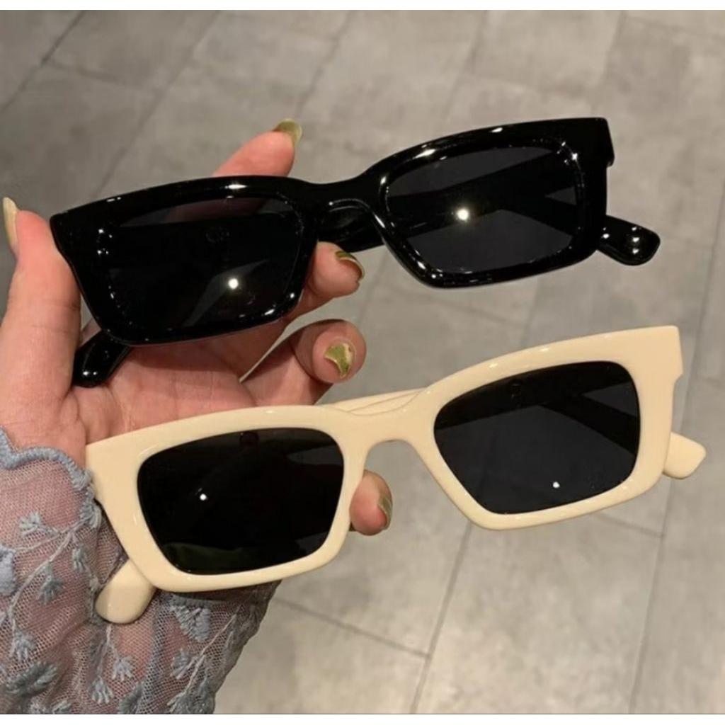 Kacamata Tiktok trend Viral kacamata hitam cream gaya