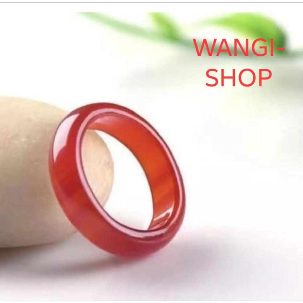 cincin batu giok terbaru pria dan wanita bagus berwarna merah