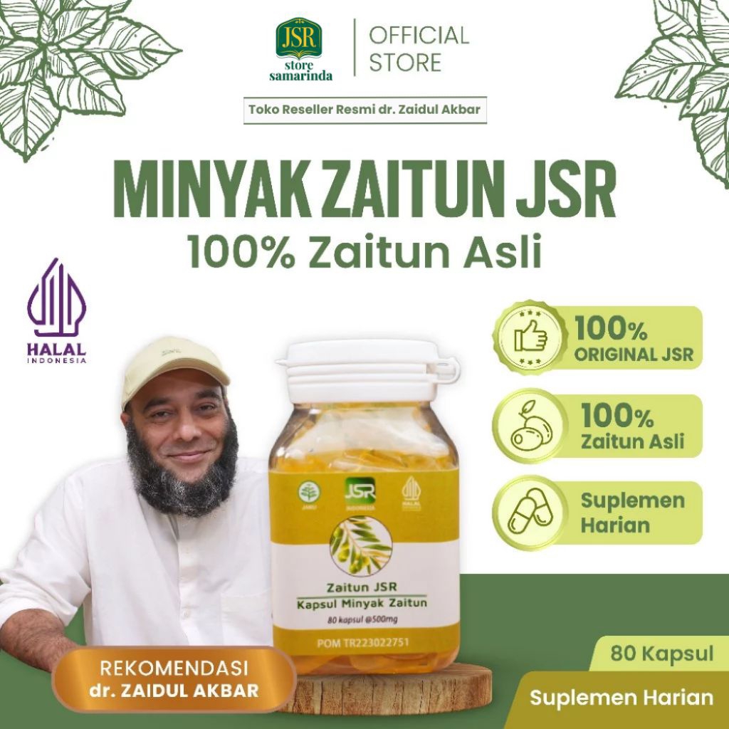 Minyak Zaitun JSR – Kapsul Olive Oil 100% Asli Palestina untuk Kesehatan Tubuh 80 Kapsul