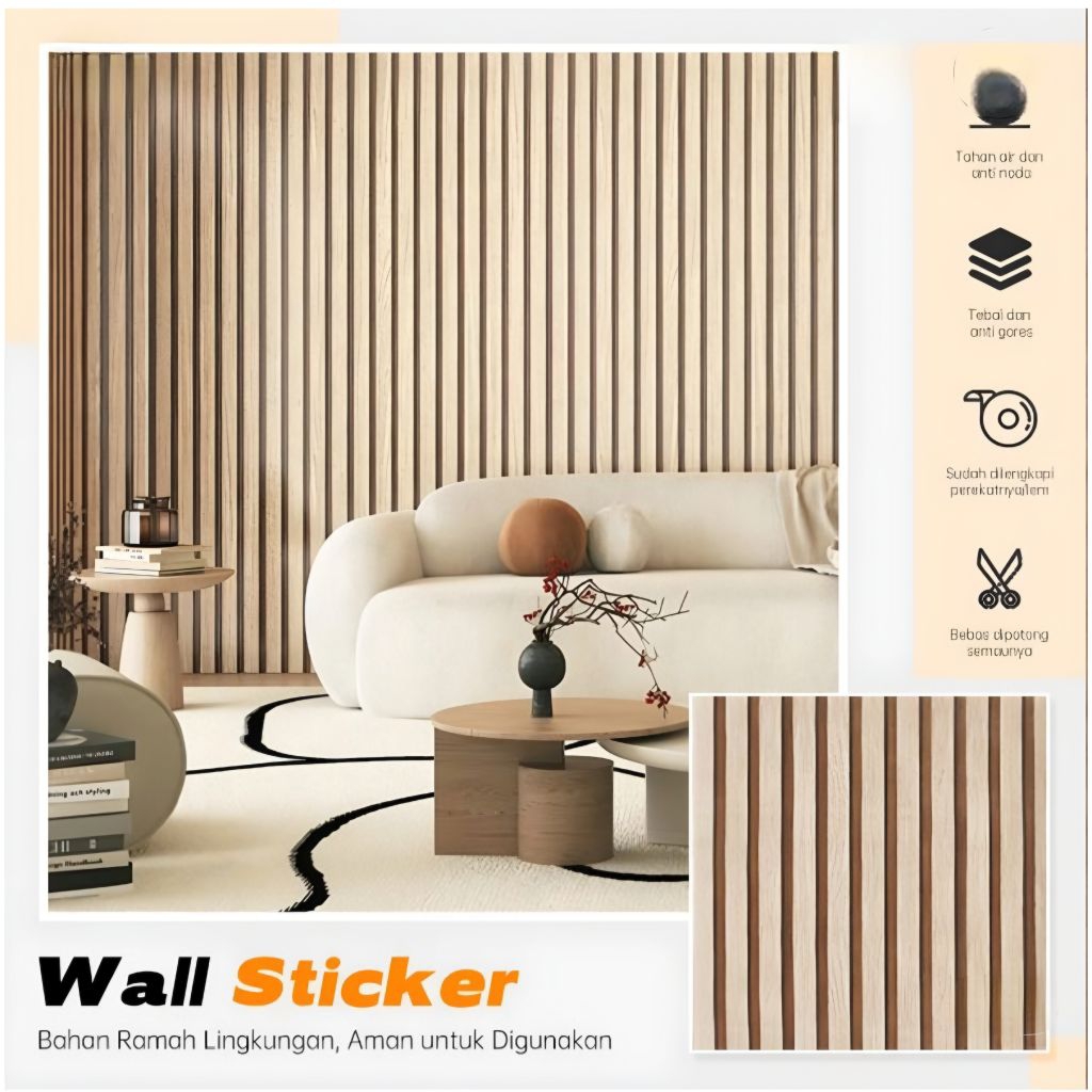 Wallpaper Dinding Kayu PVC Berperekat, Mudah Dipasang dan Praktis