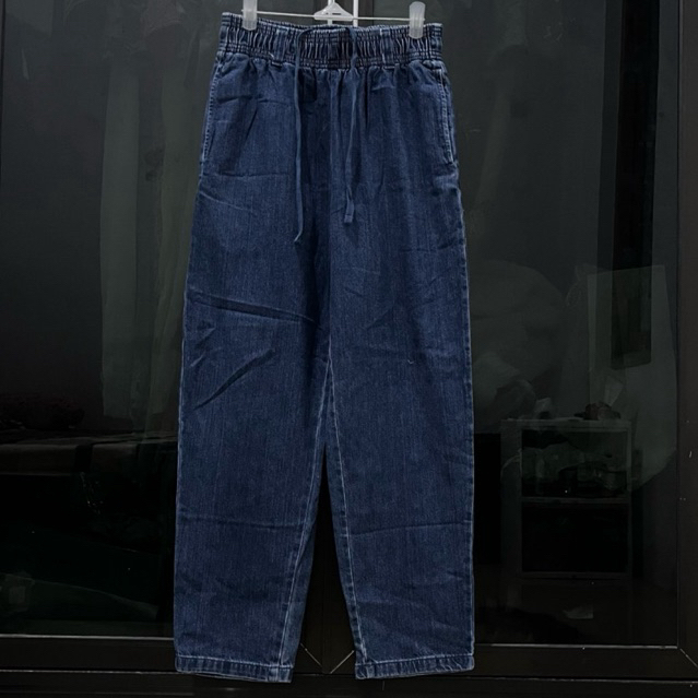 GU Kulot Jeans Denim Barrel Pants Tali Serut