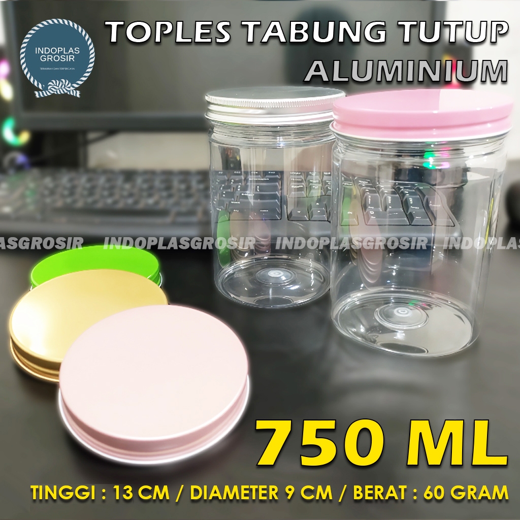 TOPLES PLASTIK 750ML / TOPLES TABUNG 750ML / TOPLES SILINDER 750ML TUTUP ALUMINIUM
