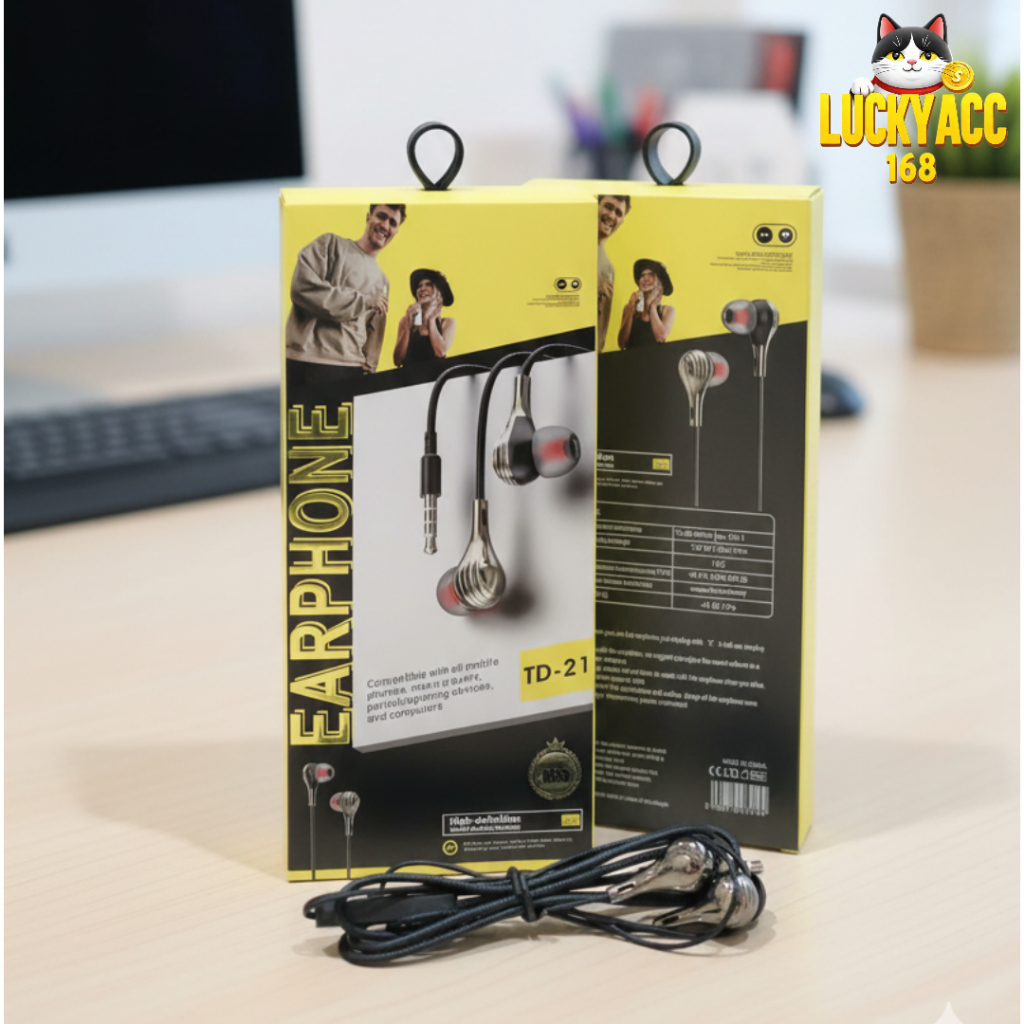 Headset Handsfree JB TD-21 Earphone Kabel Mic Suara Jernih Bass Musik HP