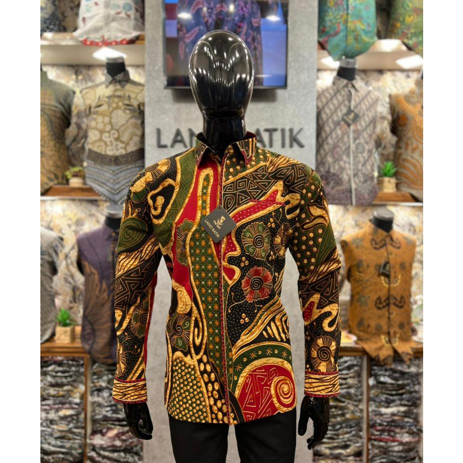 Lano Batik Semi Jas - Kemeja Batik Smock Semi Jas - Mural - Batik Katun - Baju Batik Pria - Kemeja B