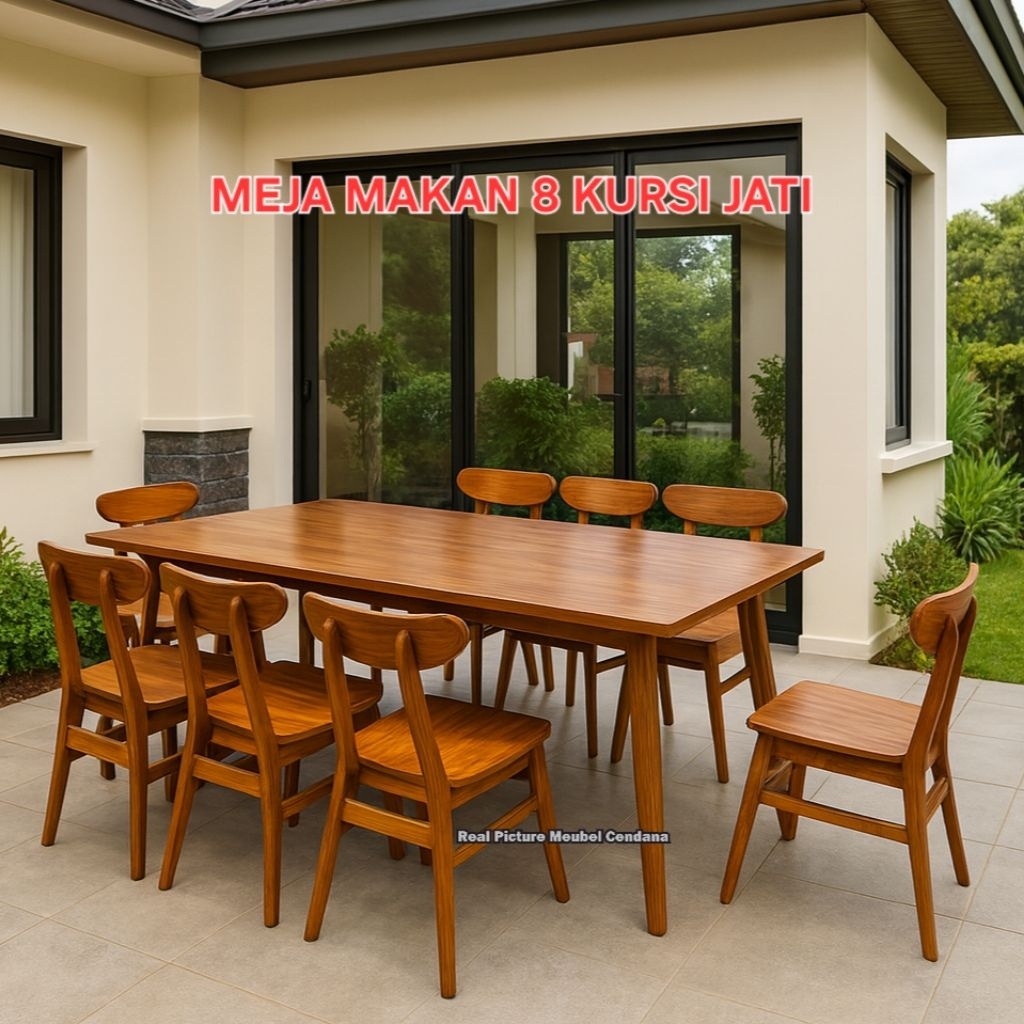 Meja Makan Set 8 Kursi Asli Kayu Jati Meja Makan Minimalis Kursi 8 Kursi Makan Set Meja Jati Minimal