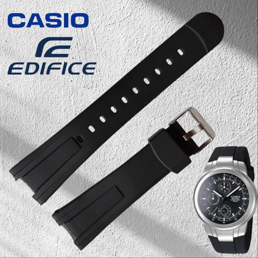 strap tali jam tangan casio edifice ef-305 rubber / strap rantai edifice 305 Hitam