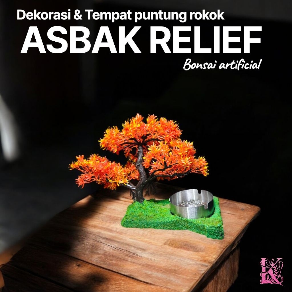 Asbak Relief Bonsai Artificial Pajangan bunga meja ruang tamu unik Dekorasi dan tempat puntung rokok