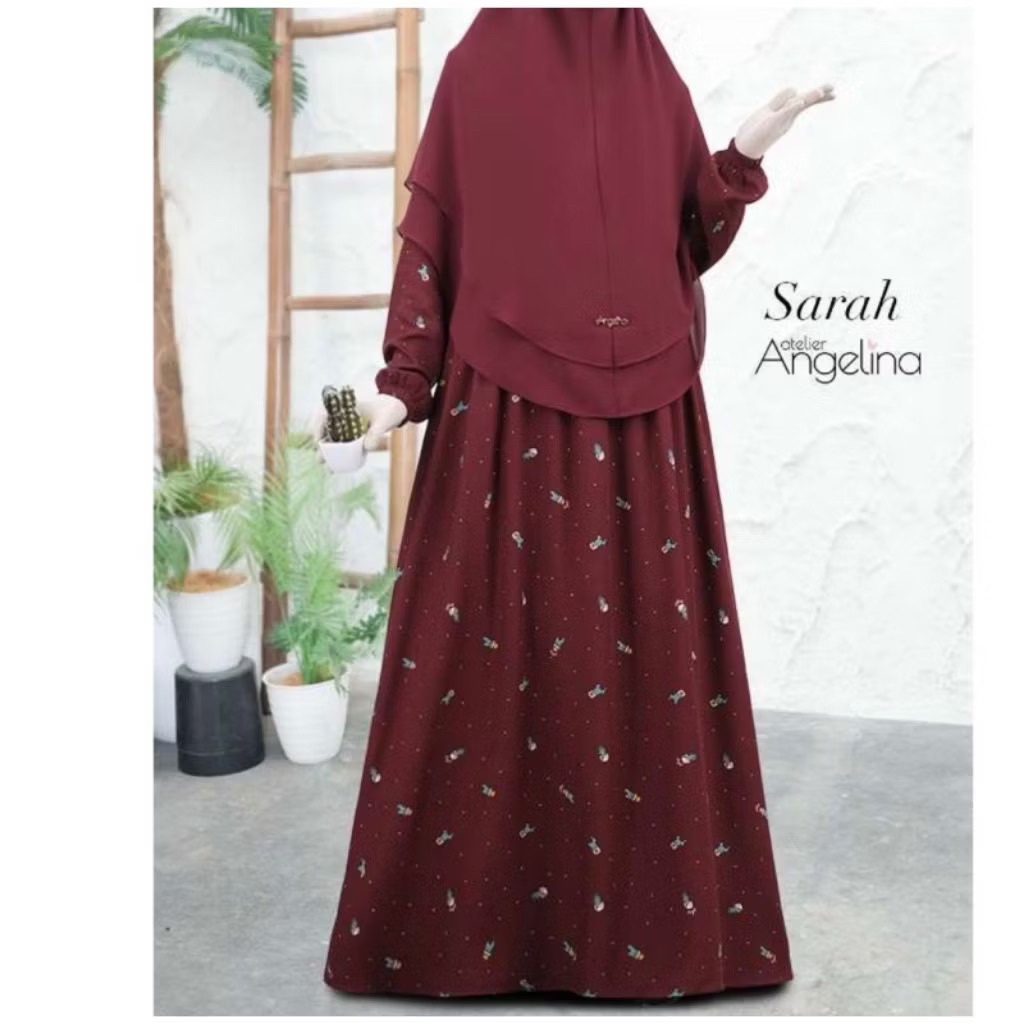 [SIAP KIRIM] SARAH DRESS CACTUS MAROON SIZE S BY ATELIER ANGELINA