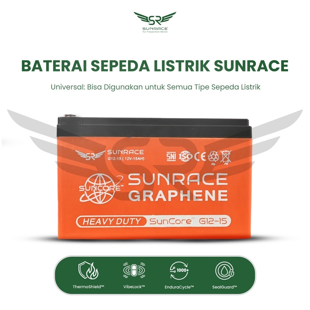 BATERAI / AKI PREMIUM SUNRACE GRAPHENE 12V 15AH – Daya Tahan Maksimal, Performa Stabil, Cocok untuk 
