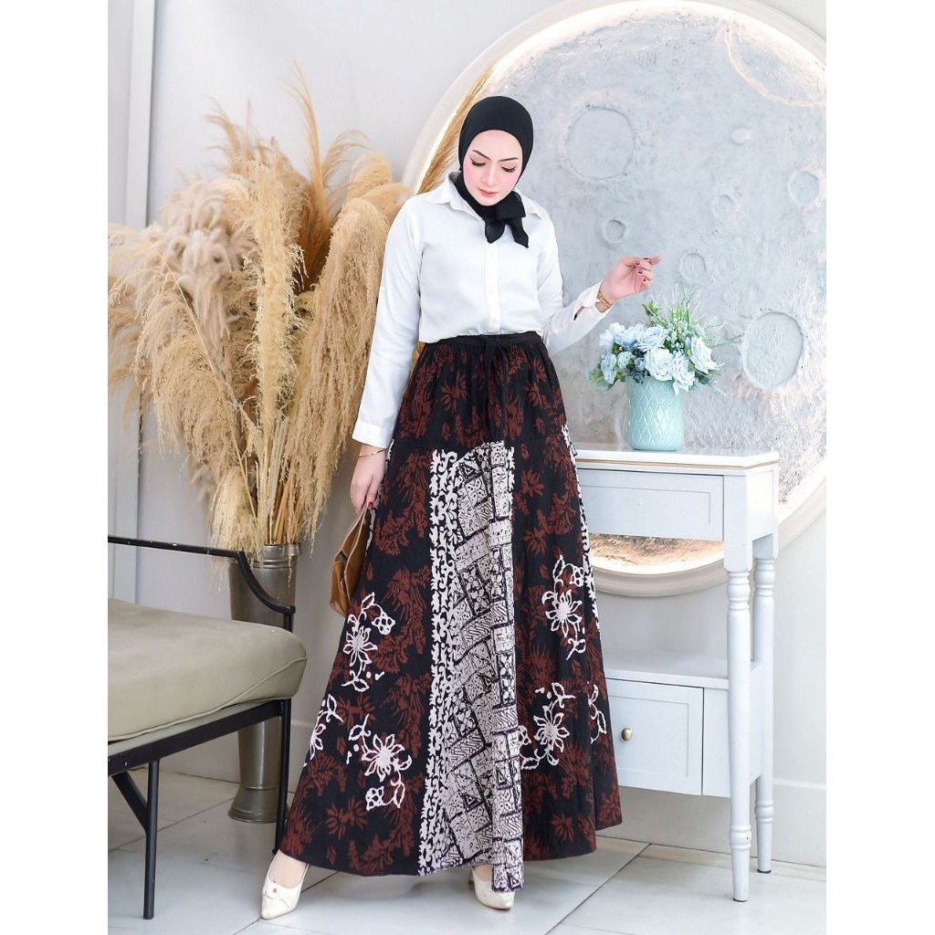 Rok Batik Payung Jumbo Panjang Lebar Dewasa Bawahan Batik Cap Premium Sogan