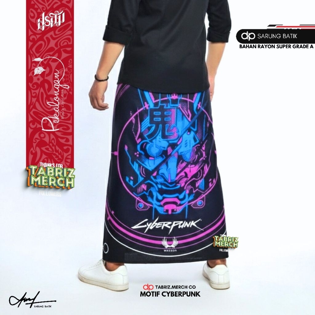 SARUNG BATIK MOTIF CYBERPUNK BAHAN KATUN HALUS TEBAL TEMBUS LUAR DALAM  Muslim Dewasa Santri Pria Pe