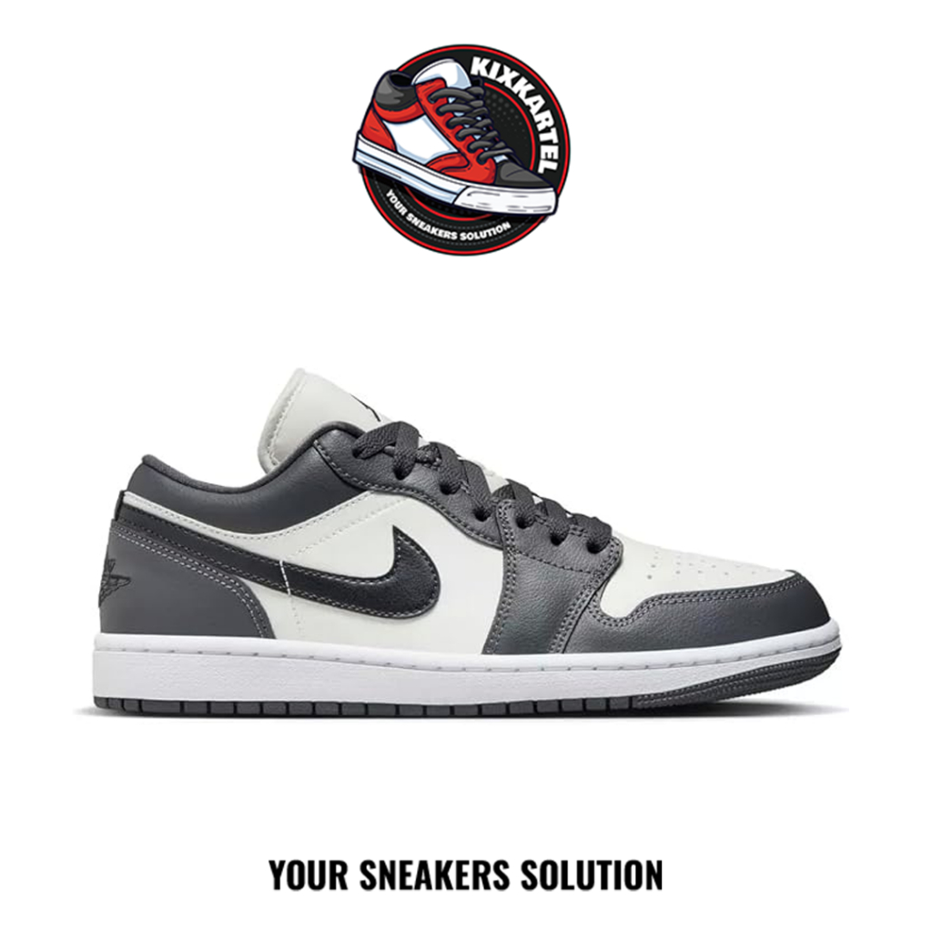 Sepatu Nike Air Jordan 1 Low Dark Grey White Off Noir Authentic Sneakers