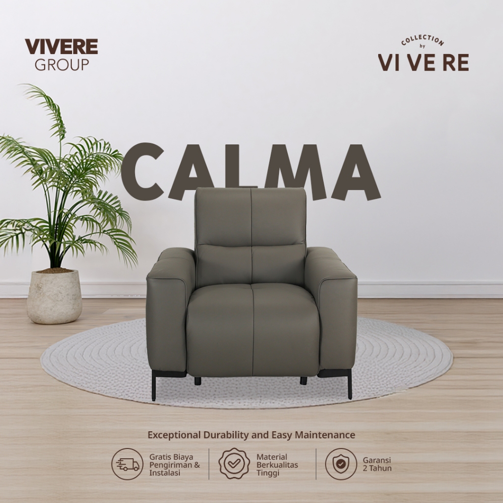 VIVERE Calma Sofa 1 Seater Dark Grey - Sofa Single Recliner