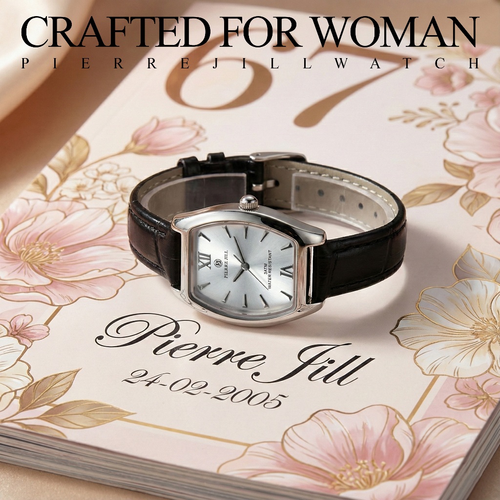 PIERRE JILL 1813-L Fashion Tali Kulit Elegan Water Resistant Model Pierre Jill 1813-L JAM TANGAN WAN