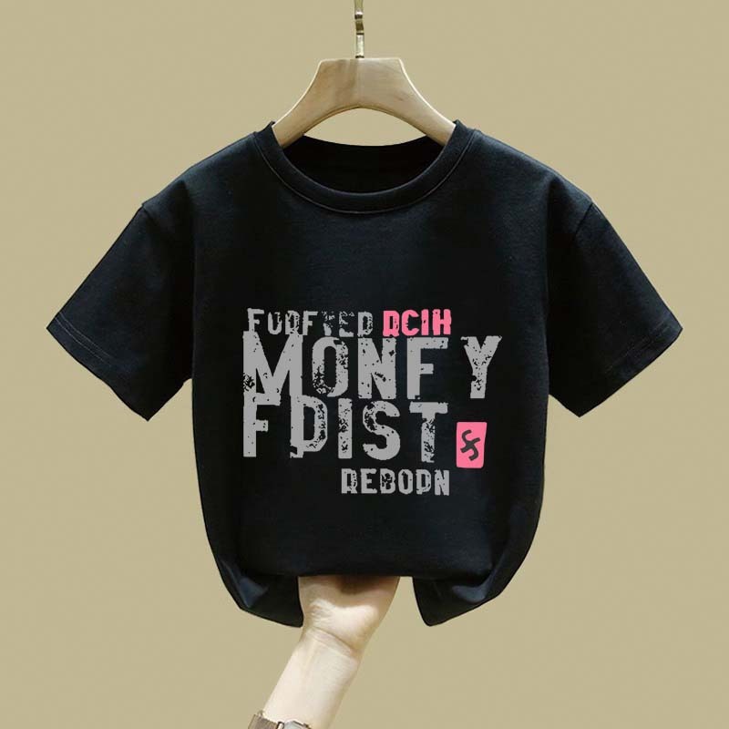 JiOJiO Cetak pola huruf kreatif gaya Korea MONEY MDIST pakaian anak baju anak perempuan baju anak la