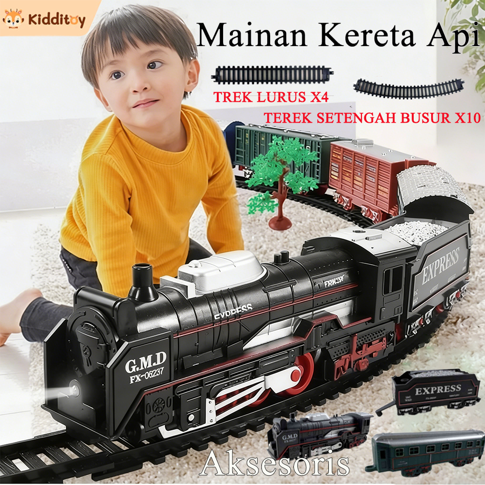 kidditoy Mainan Kereta Api Elektrik Rail King Kereta Api Panjang Kereta Api Rel Mainan Rail Kereta