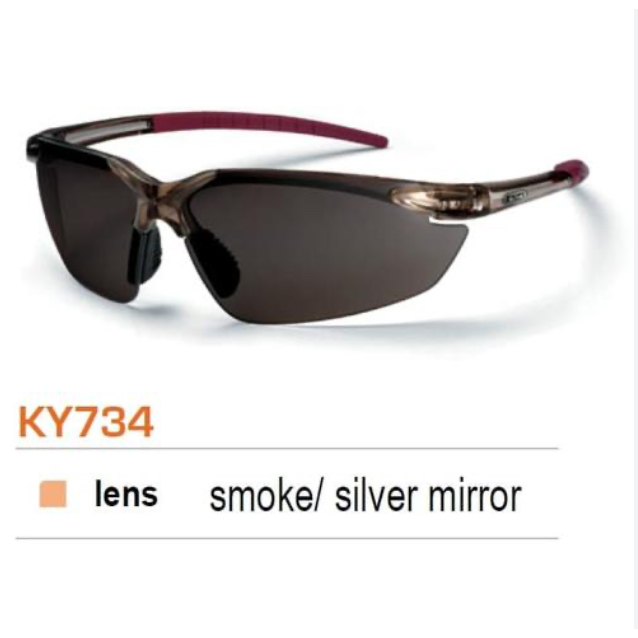 Kings Kacamata Safety Eyewear KY734 Lensa Smoke Silver Mirror Adjustable Sliding Nose Pad Anti-scrat
