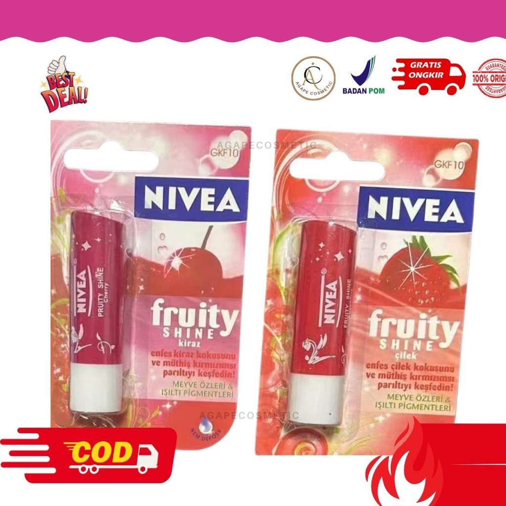 (Per pc/Ecer) Lip Balm Nivea Cherry Strawberry Pelembab Bibir (BEST SELLER TERLARIS)