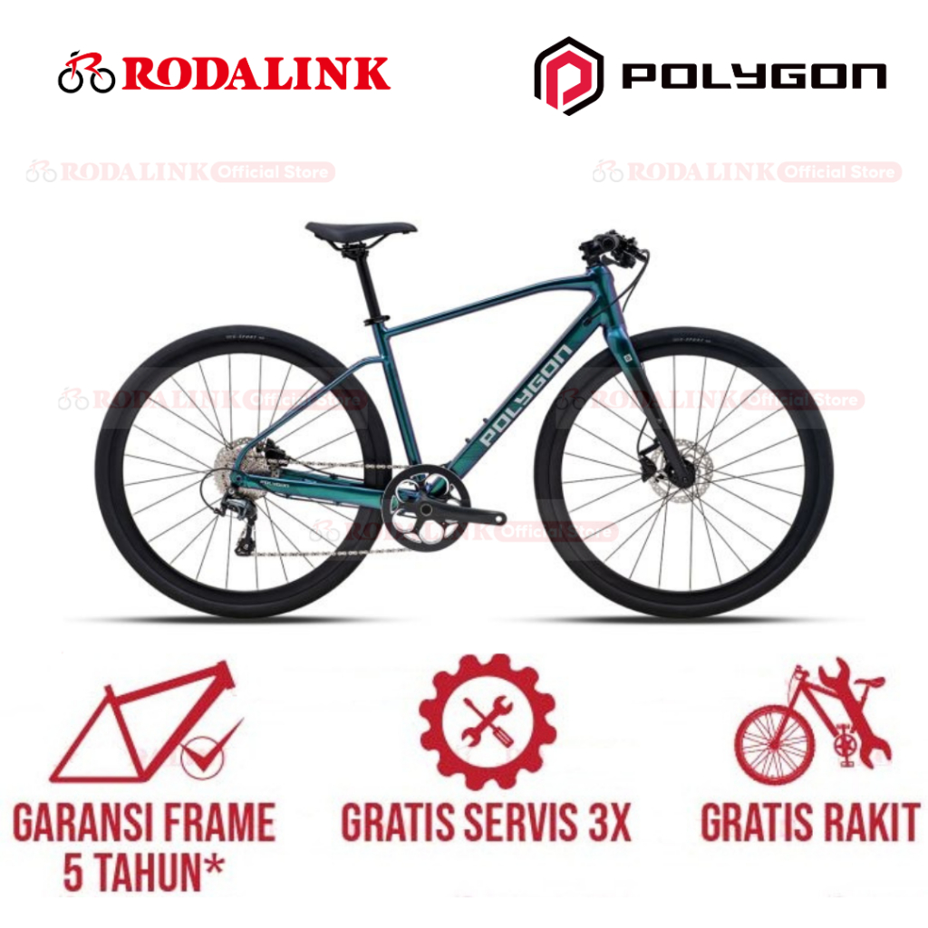 Polygon Sepeda Kota Path 4 | Urban Fitness Hybrid Bike, Shimano Tiagra 10 Speed, Carbon Fork