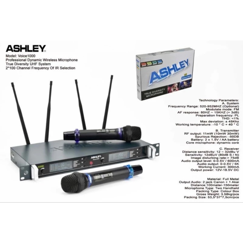 Mic Wireless Ashley Voice 1000 PP/ Voice-1000 pp
