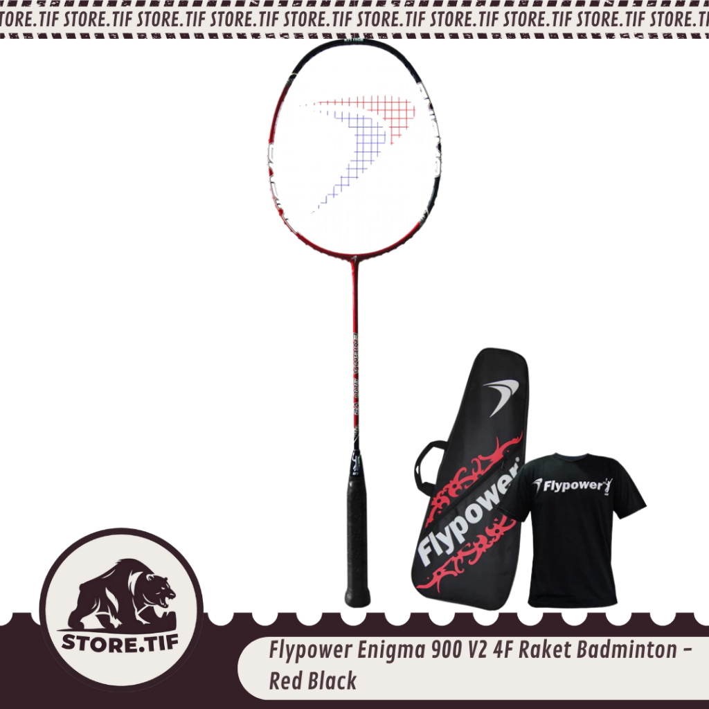 Flypower Enigma 900 V2 4F Raket Badminton - Red Black