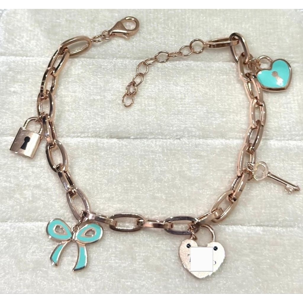 Gelang Rantai Emas Tiffany 5 Mainan Kadar 17k Rose Gold