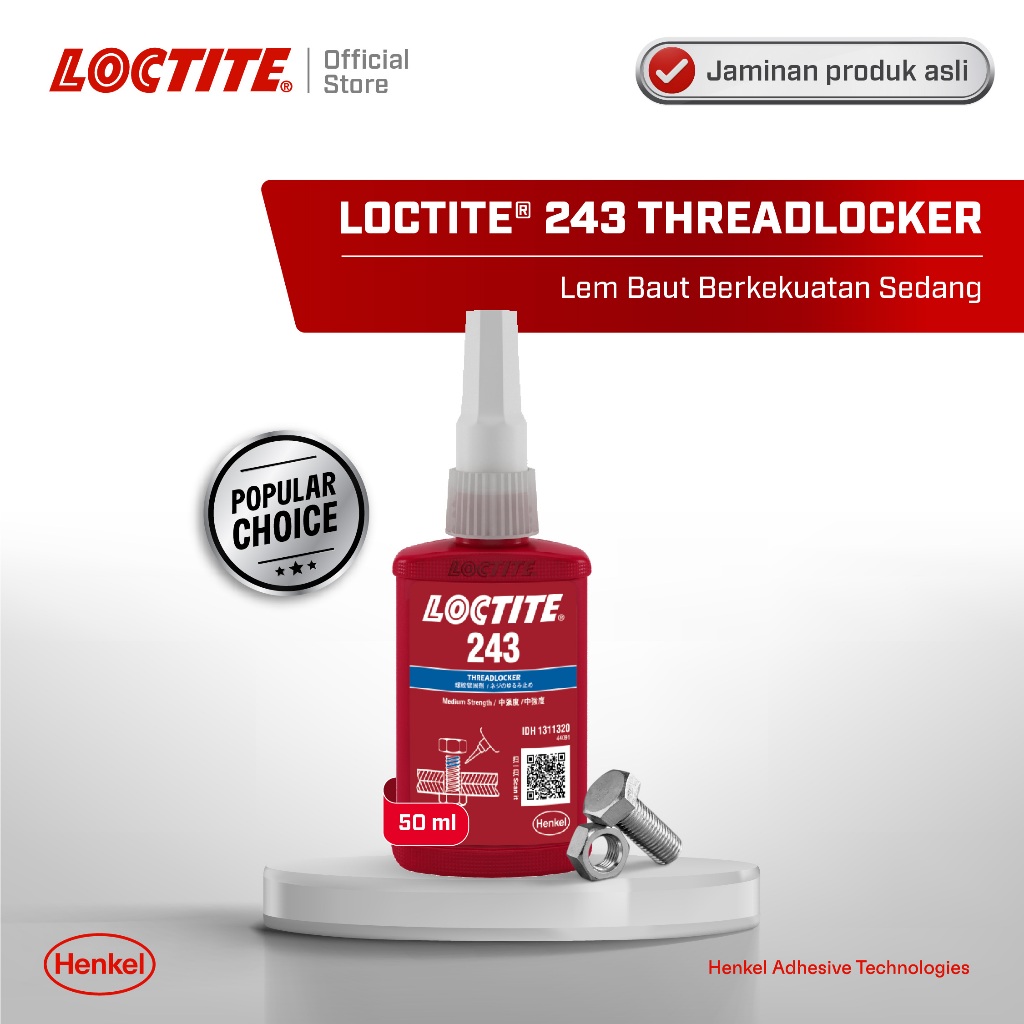Henkel LOCTITE 243 Threadlocker Lem Baut - 50 ml