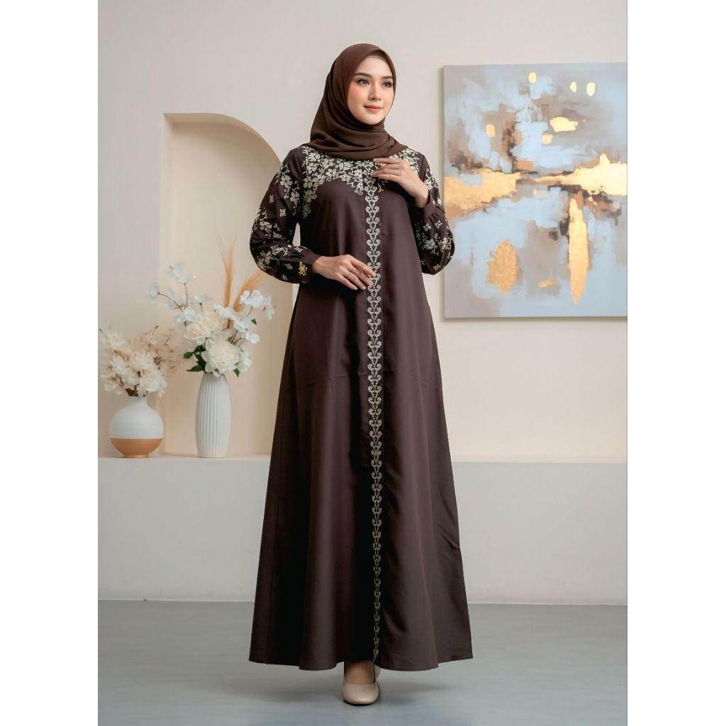 Madina Arraya Dress  Gamis ADeliya Katun TOYOBO Bordir by Guzel