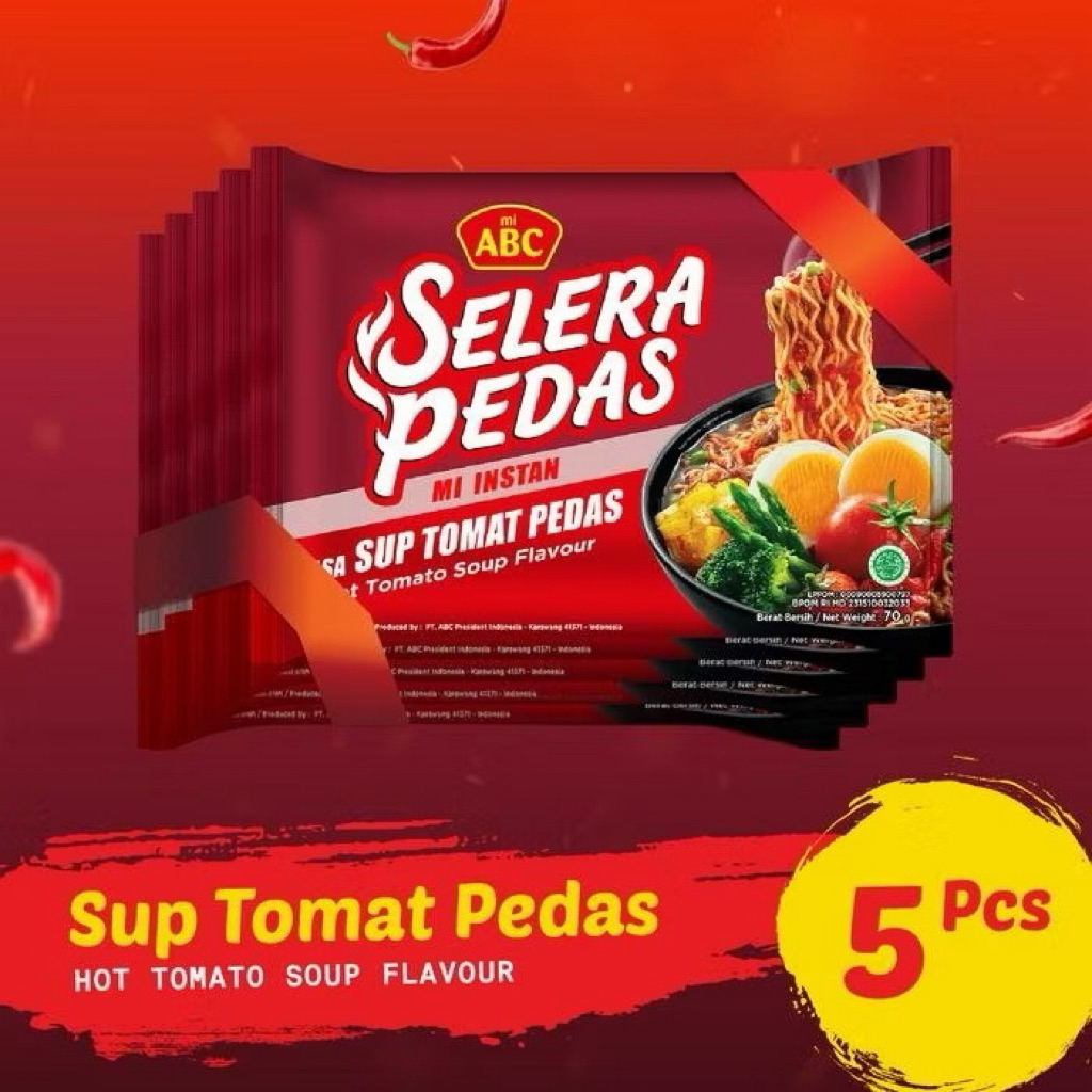 MIE ABC RASA SUP TOMAT PEDAS 70g (5pcs)